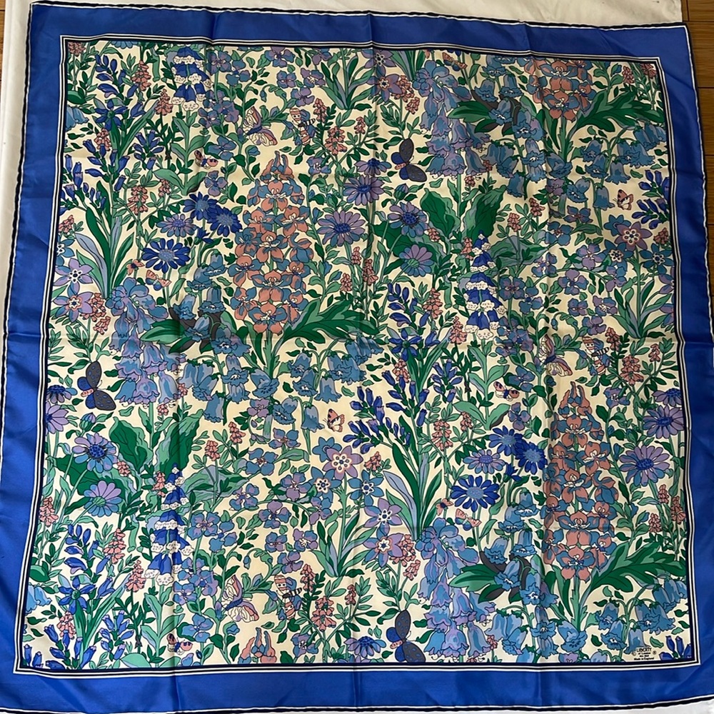 Liberty Of London Blubell & Hyacinth Silk Scarf,  34” x 34”